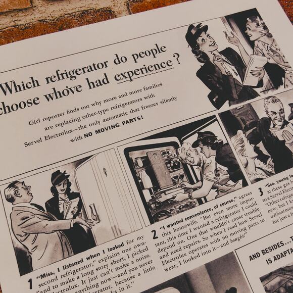 1940 Vintage Servel Gas Refrigerator Print Ad Retro Kitchen Appliance Decor - Picture 9 of 16